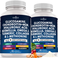 NEW AGE Glucosamine Chondroitin MSM bottle front view for daily joint support.