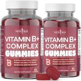 NEW AGE Vitamin B Complex Gummies bottle front highlights vegan, gluten-free daily support