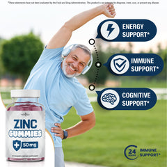 NEW AGE Zinc Gummies bottle closeup, purity and potency visible.