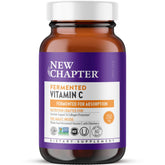 New Chapter fermented vitamin C with elderberry bottle highlighting immune support potential.