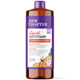 New Chapter orange mango liquid multivitamin bottle supports daily family wellness.