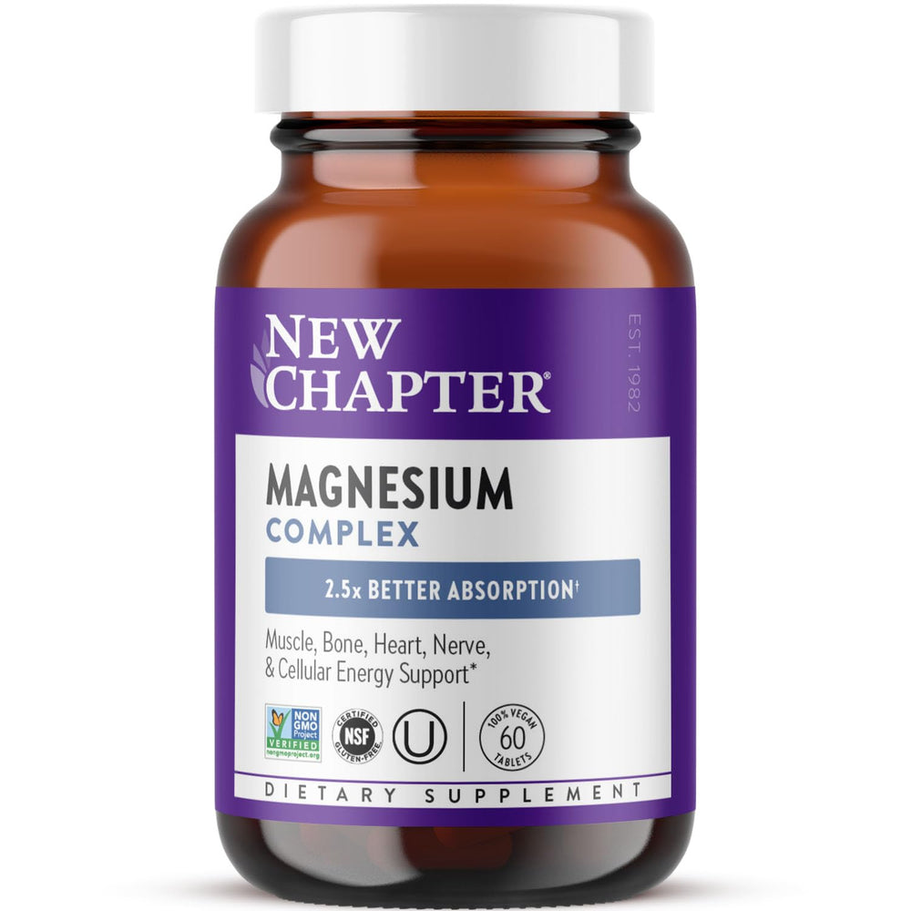 New Chapter Magnesium Complex bottle front showing daily mineral support