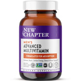 New Chapter Men's Multivitamin bottle front view highlights whole-food fermentation and clarity