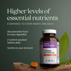New Chapter Men's Multivitamin organic certifications badge visible on packaging