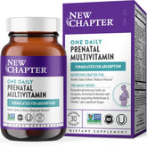 New Chapter Prenatal bottle front view highlighting one-daily format for easy daily use