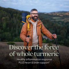New Chapter Turmeric Force capsules highlighting whole turmeric for heart health support.