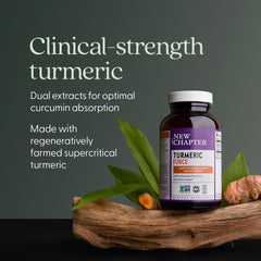 New Chapter Turmeric Force organic extract visual communicates potency of turmeric rhizome.