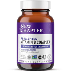 New Chapter Vitamin B Complex fermented bottle showing capsules for easy absorption and daily energy