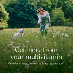 New Chapter Women’s 40+ fermented nutrients label highlights absorption benefits.