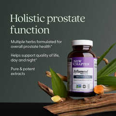 New Chapter Zyflamend Prostate turmeric root display emphasizes antioxidant herbs.