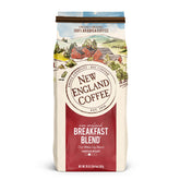 New England Coffee Breakfast Blend beans in bag with rich aroma ideal for a morning ritual.