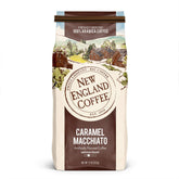 New England Coffee Caramel Macchiato ground coffee bag offers rich caramel notes.