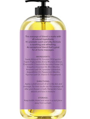New York Biology Sore Muscle Massage Oil label closeup shows natural ingredient blend.