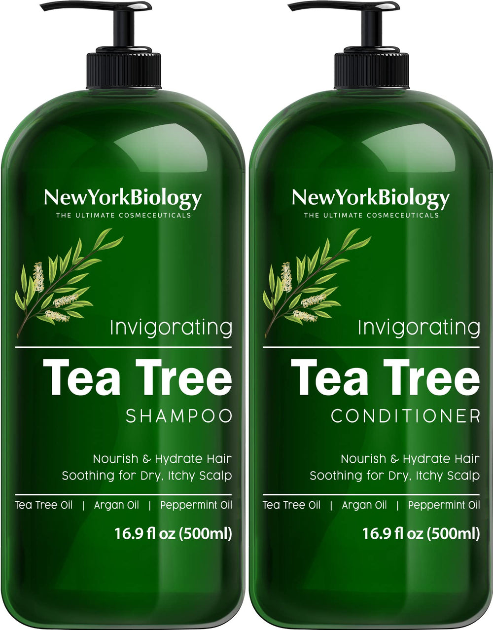 New York Biology Tea Tree Shampoo bottle for dandruff relief and refreshed scalp
