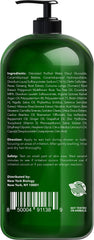 New York Biology Tea Tree Shampoo label closeup highlights the therapeutic grade formula.