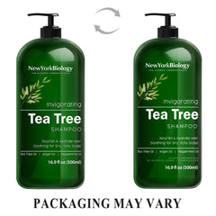New York Biology Tea Tree Shampoo lather demonstrates cleansing foam for hair.