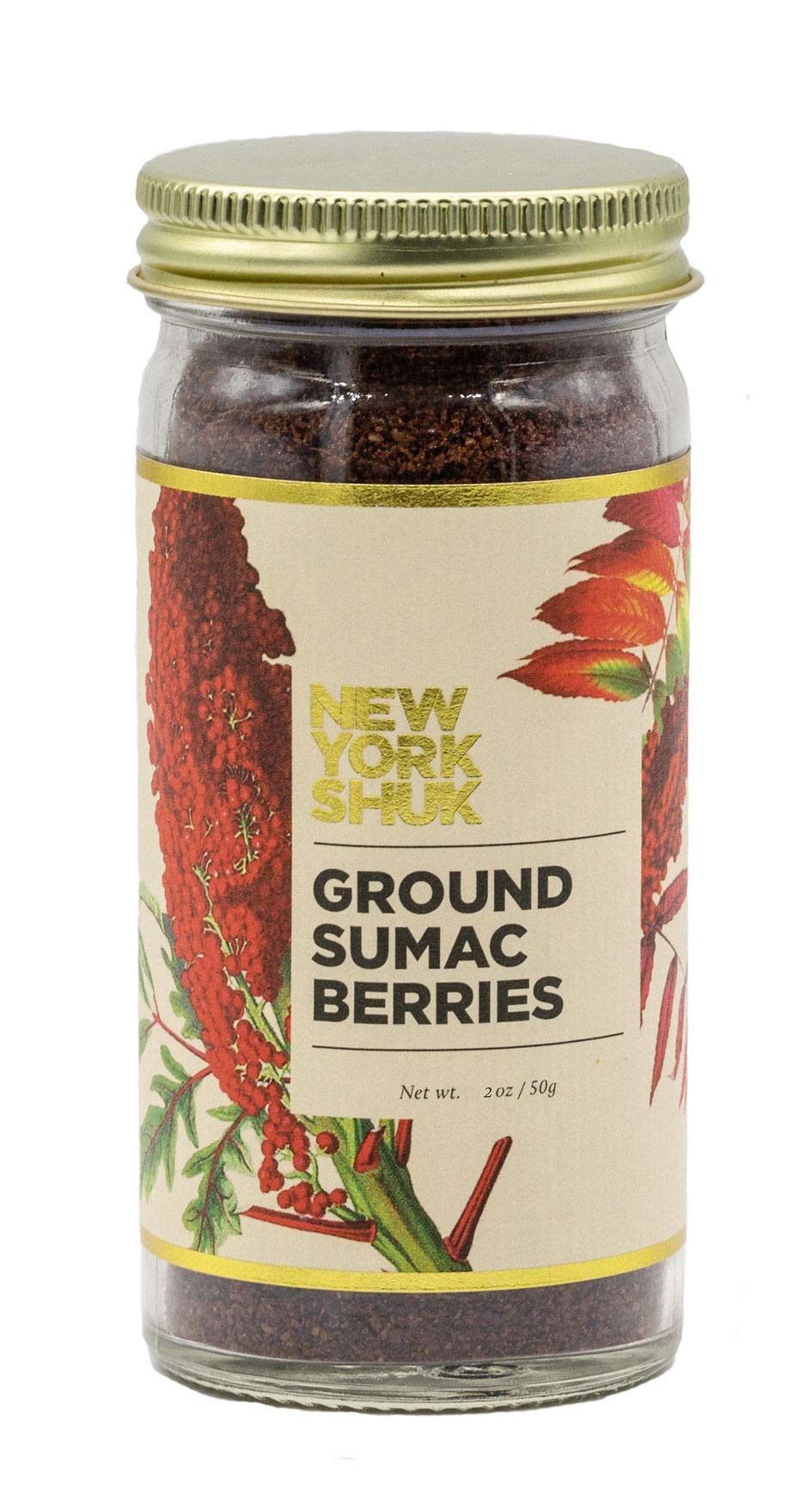 New York Shuk Ground Sumac Berries spice blend jar front, ideal for grilling and salads.