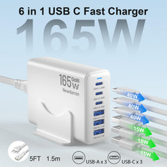 Newdarren GaN charging station 165W top view shows compact hub.