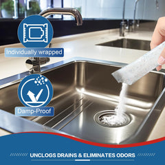 Newersol Drain Clog Remover in kitchen sink scene targeting grease clogs