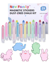 NewFamily chalk set on a dustless board for mess-free drawing.