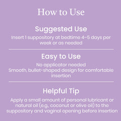 NewLife Naturals Vitamin E vaginal insert highlighting vaginal use option and hydration.