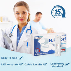 NewPos H Pylori test kit for at-home use showcased in a clean setup