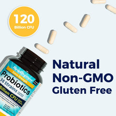 NewRhythm Probiotics 36 strains bottle side indicates gut diversity from multiple strains.
