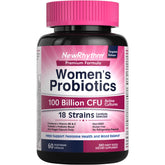 NewRhythm Women’s Probiotics bottle showing convenient daily capsules for gut and vaginal balance.
