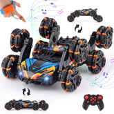 NEXBOX Cool 8WD stunt car side view highlighting rugged build for indoor adventures.