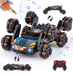 NEXBOX Cool 8WD stunt car side view highlighting rugged build for indoor adventures.
