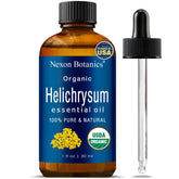 Nexon Botanics Helichrysum essential oil bottle close-up for premium aroma and skin care