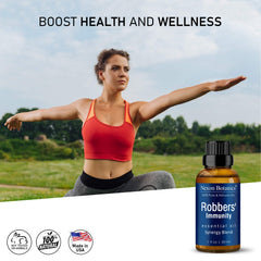 Nexon Botanics Robbers' Immunity packaging box highlights natural five-oil blend.