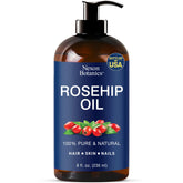 Nexon Botanics Rosehip Oil bottle close-up, ready for daily facial hydration.