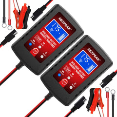 NEXPEAK 2-pack smart charger front view for versatile vehicle maintenance.