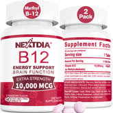 Nextdia B12 bottle and tablets for daily energy support.