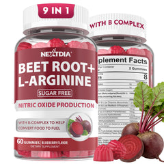 Nextdia Beet Root Gummies bottle for natural energy support.