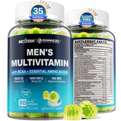 Nextdia methylated multivitamin for men gummies bottle promotes daily energy.