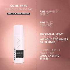 Nexxus Comb Thru hairspray bottle with rose fragrance close-up