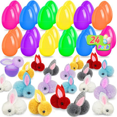 NGUP 24-pack filled Easter eggs with plush bunnies for playtime and gifting