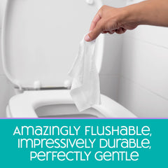 Nice ’N CLEAN SecureFLUSH wipe texture close-up showing soft plant-based fibers.