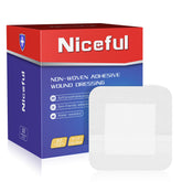 Niceful adhesive gauze island dressing 4x4 with border secures the pad during activity.