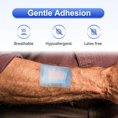 Niceful breathable blue tape protecting dressings on the skin