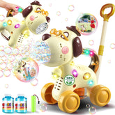 Nicmore dog-shaped bubble machine for engaging outdoor play with abundant bubbles.