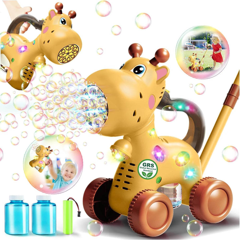 Nicmore automatic bubble machine giraffe front view for outdoor play and giggles.