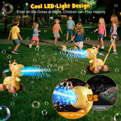 Nicmore giraffe bubble machine handheld mode ideal for flexible indoor outdoor play.