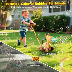 Nicmore bubble machine giraffe walking mode offers hands-free bubble fun for toddlers.