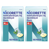 Nicorette 4 mg White Ice Mint gum pack front view for quitting support.