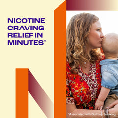 Nicorette 4 mg label on gum indicating dosage for cravings.