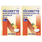 Nicorette Fruit Chill Gum 2 mg packaging clearly shows 200-count box for quitting support.
