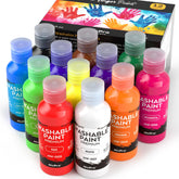 Nicpro 12 colors finger paint set with 2oz bottles for safe, mess-free toddler art.